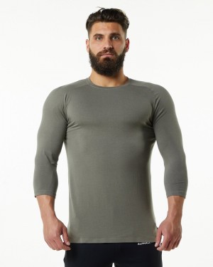 Camasa Barbati Alphalete Evo 3/4 Sleeve Gri | 450691-WLE