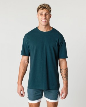 Camasa Barbati Alphalete Heavy Bumbac Core Albastri | 139608-AWC