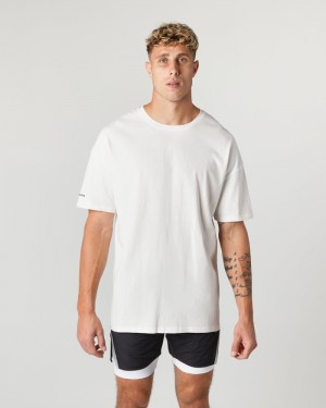 Camasa Barbati Alphalete Heavy Bumbac Core Albi | 718923-YAH