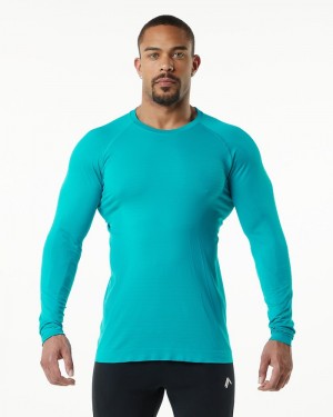 Camasa Barbati Alphalete Hero Long Sleeve Albastri | 019538-DKC