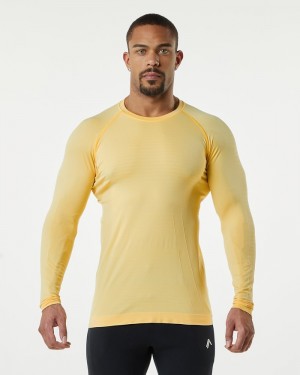 Camasa Barbati Alphalete Hero Long Sleeve Portocalii | 430817-VPX