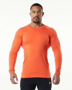Camasa Barbati Alphalete Hero Long Sleeve Portocalii | 160743-PVL