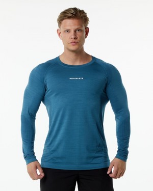 Camasa Barbati Alphalete Ozone LS Albastri | 174960-FRQ