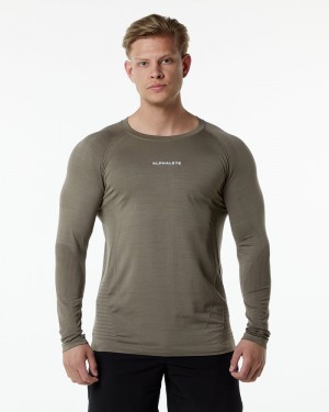 Camasa Barbati Alphalete Ozone LS Gri | 438902-JAD