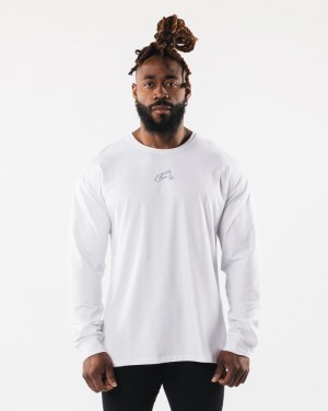 Camasa Barbati Alphalete Wolf Head LS Albi | 413285-HJR