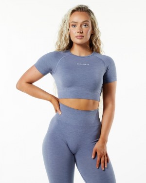 Camasa Dama Alphalete Amplify SS Crop Albastri | 182473-ZMO