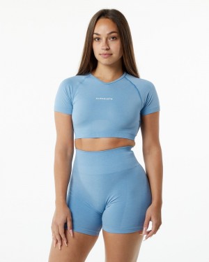 Camasa Dama Alphalete Amplify V-Neck Albastri | 572439-HNU