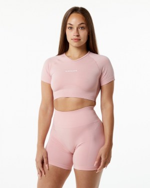 Camasa Dama Alphalete Amplify V-Neck Roz | 360958-YIS