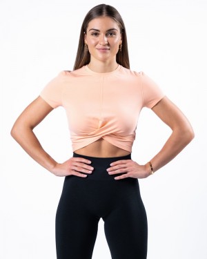 Camasa Dama Alphalete Evo Twist Crop Corai | 603714-HWM