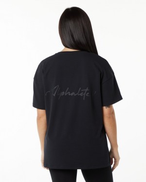 Camasa Dama Alphalete Signature Oversized Negrii | 384761-JWC