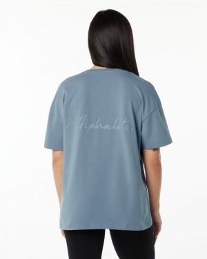 Camasa Dama Alphalete Signature Oversized Albastri | 168370-EAL