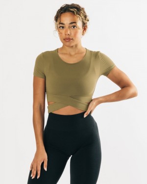Camasa Dama Alphalete Ultrasoft Wrap Tie Masline Verzi | 342157-UTQ