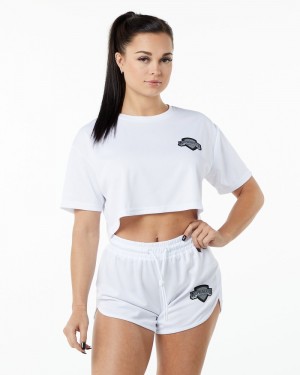 Camasa Dama Alphalete Varsity Crop Albi | 617820-GIX