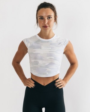 Camasa Dama Alphalete Velocity Crop Camuflaj | 354972-FAB