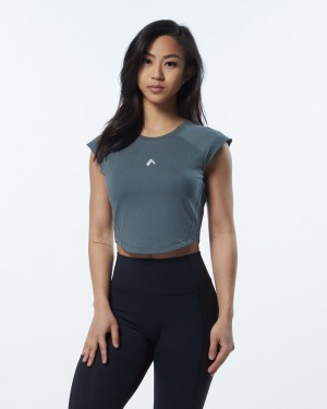 Camasa Dama Alphalete Velocity Crop Gri | 614789-MBE