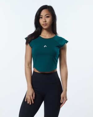 Camasa Dama Alphalete Velocity Crop Turcoaz | 792401-LPK