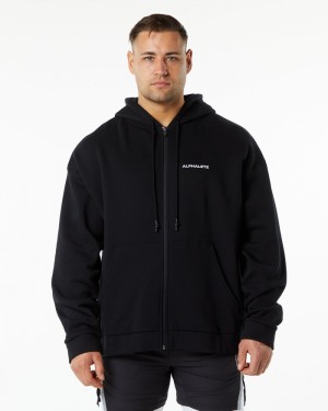 Geaca Barbati Alphalete Clasici Full-Zip Negrii | 185423-YVG