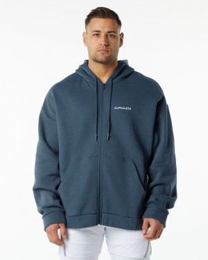 Geaca Barbati Alphalete Clasici Full-Zip Albastri | 486305-ZWM