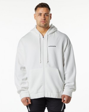 Geaca Barbati Alphalete Clasici Full-Zip Albi | 742319-DLP