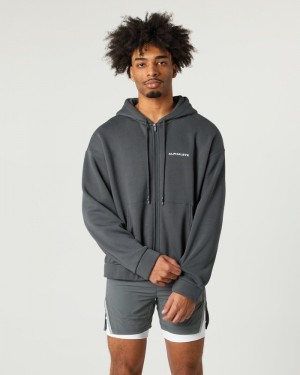 Geaca Barbati Alphalete Clasici Full-Zip Gri | 768132-QKR