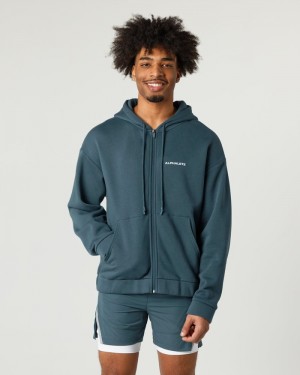 Geaca Barbati Alphalete Clasici Full-Zip Albastri | 832675-CRJ