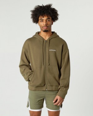 Geaca Barbati Alphalete Clasici Full-Zip Verzi | 726980-EPX