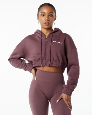 Geaca Dama Alphalete Classicital Full-Zip Crop Violet | 674592-PSN