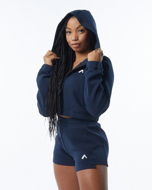 Geaca Dama Alphalete ELMTS Full-Zip Crop Bleumarin | 048123-BRO