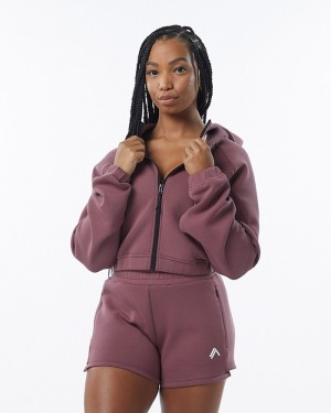 Geaca Dama Alphalete ELMTS Full-Zip Crop Violet | 950187-OCV