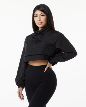 Geaca Dama Alphalete Endure Crop Negrii | 495108-ZXV