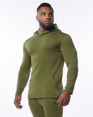 Hanorac Cu Gluga Barbati Alphalete ELMTS Fitted Masline Verzi | 582793-OLD