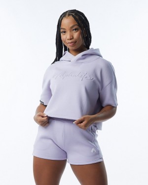 Hanorac Cu Gluga Dama Alphalete ELMTS Half Sleeve Violet | 471209-DCQ