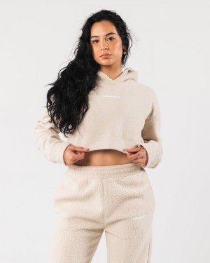 Hanorac Cu Gluga Dama Alphalete King Crop Galbeni Deschis | 483260-FSN