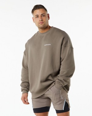 Hanorace Barbati Alphalete Clasici Crew Bej | 924178-OTJ