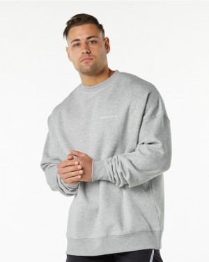 Hanorace Barbati Alphalete Clasici Crew Gri | 709156-OUT