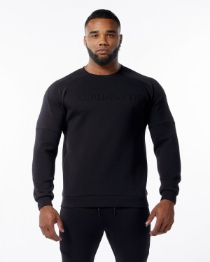 Hanorace Barbati Alphalete ELMTS Crewneck Negrii | 546380-OUX