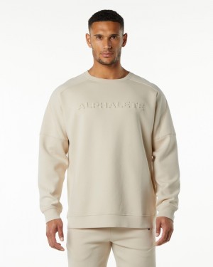 Hanorace Barbati Alphalete ELMTS Crewneck Galbeni Deschis | 819306-MFK