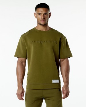 Hanorace Barbati Alphalete ELMTS Half Sleeve Pullover Verzi | 130657-SAB
