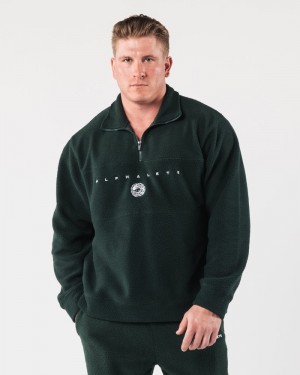 Hanorace Barbati Alphalete King Quarter Zip Verzi | 984723-SDV