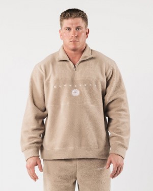Hanorace Barbati Alphalete King Quarter Zip Bej | 627418-NWG