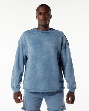 Hanorace Barbati Alphalete Very Terry Pullover Albastri | 893450-ZHN