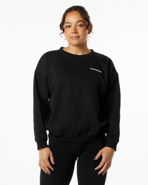 Hanorace Dama Alphalete Clasici Crew Negrii | 487091-VPR
