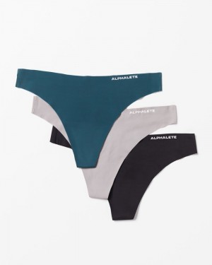 Lenjerie Dama Alphalete Seamless 3pk Gri Bleumarin Negrii | 097843-PWC