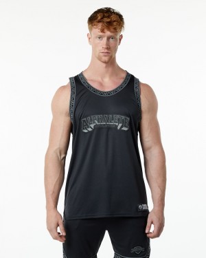 Maiouri Barbati Alphalete Varsity Basketball Jersey Negrii | 578632-AHR