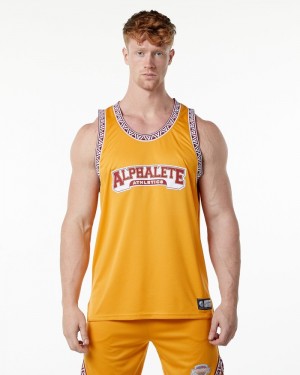 Maiouri Barbati Alphalete Varsity Basketball Jersey Galbeni | 901653-XPS