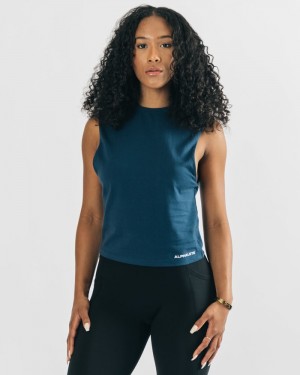 Maiouri Dama Alphalete Heavy Bumbac Cutoff Bleumarin | 280479-HKV