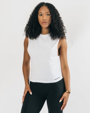 Maiouri Dama Alphalete Heavy Bumbac Cutoff Albi | 896143-MCB