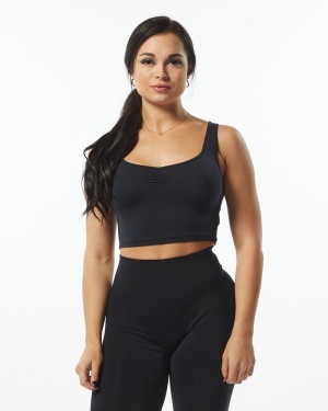 Maiouri Dama Alphalete Ultrasoft Square Neck Negrii | 659721-PUB