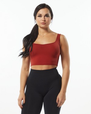 Maiouri Dama Alphalete Ultrasoft Square Neck Roz | 974320-NIE