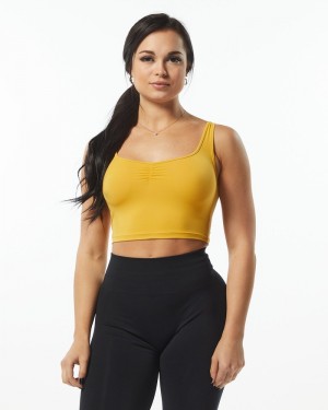 Maiouri Dama Alphalete Ultrasoft Square Neck Galbeni | 198740-ZDF